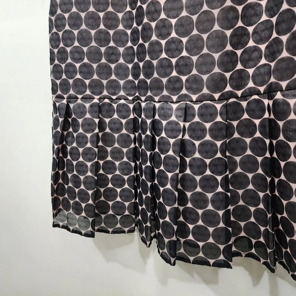 Club Monaco Retro Drop Waist Pink Dots Party Dress Pink Black Sleeveless Size 2